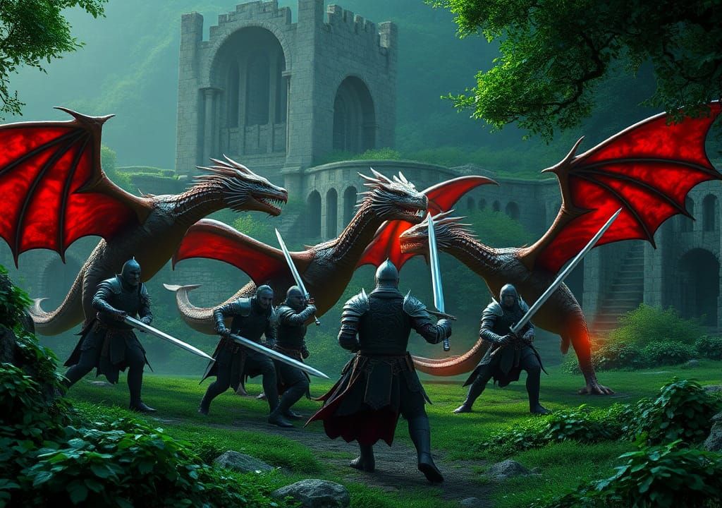 Epic Battle of Celtic Heroes and Mythical Beasts in a Realis...