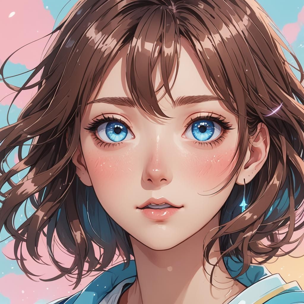Cute Anime Girl Captured in Vibrant Digital Art