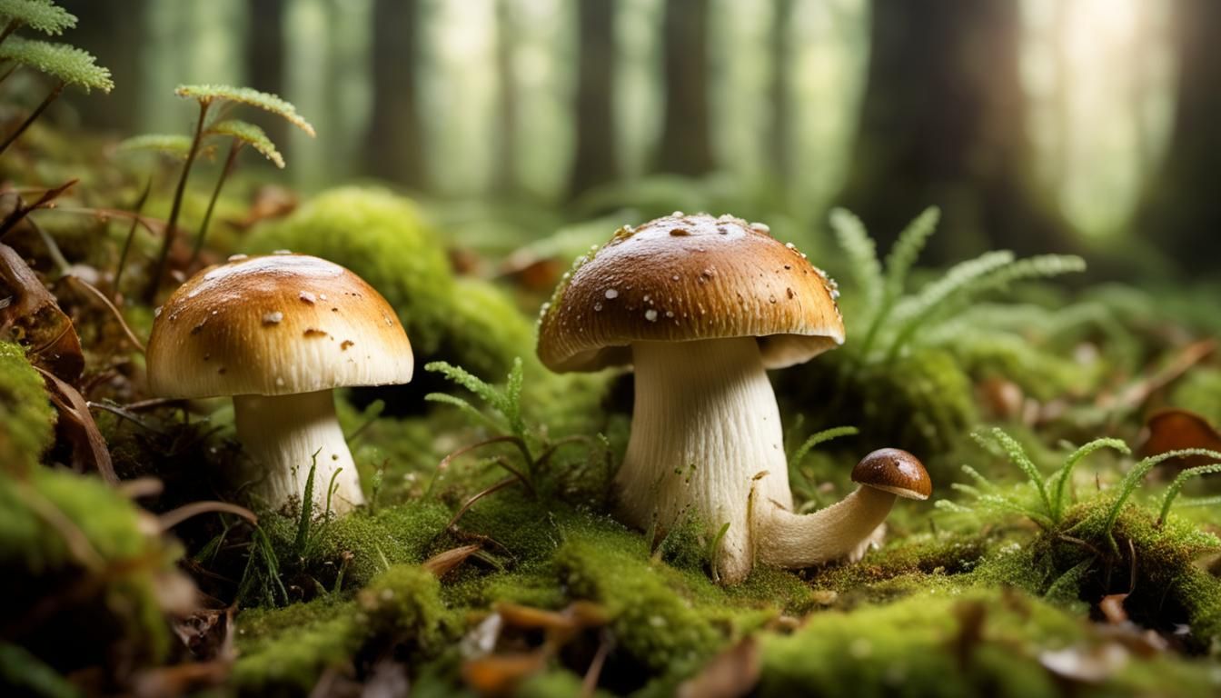 Moss-Covered Mushroom Revealed in Morning Light