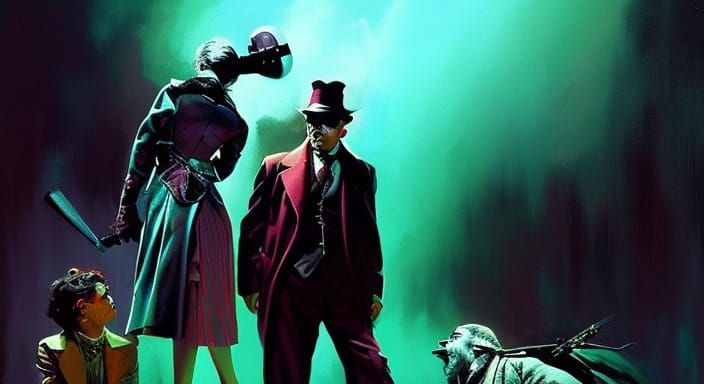 Ominous Film Noir Cityscape with Dark Shadows