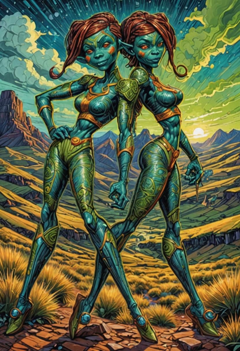 Lesotho Goblin Girl in Neo-Impressionist Oil Painting