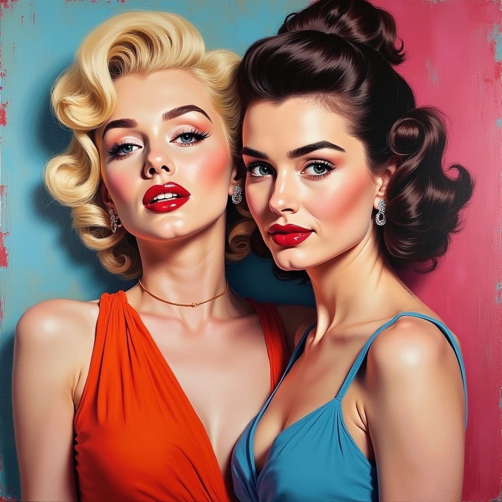 Pop Art Portraits of Marilyn Monroe and Audrey Hepburn by An...
