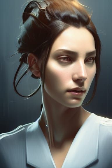 Hyperdetailed Female Security Guard Concept Art