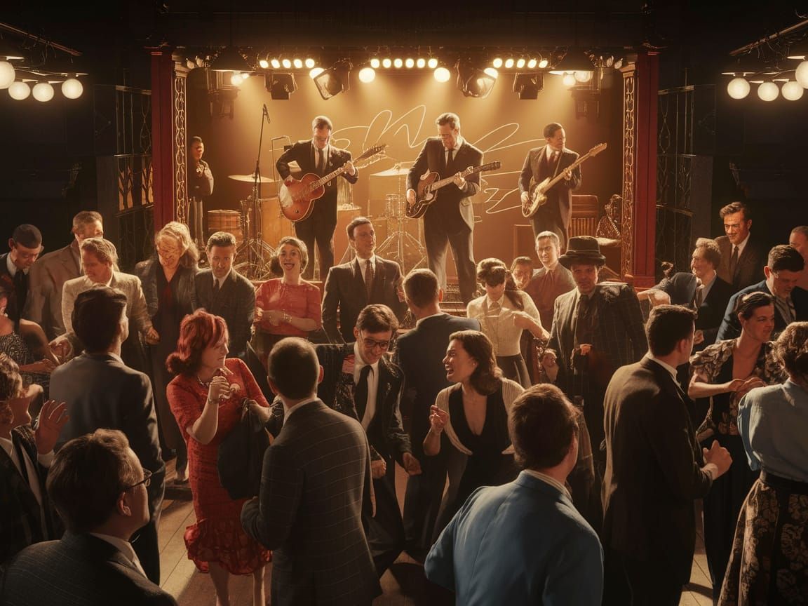 Vibrant 1940s Jazz Club in Film Noir Style