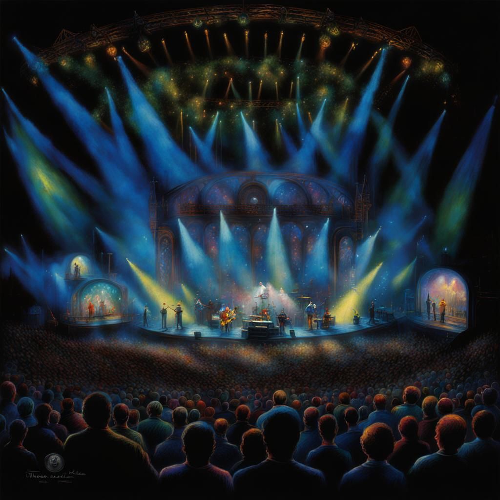 Dreamy Phish Concert Scene in Whimsical Art Style