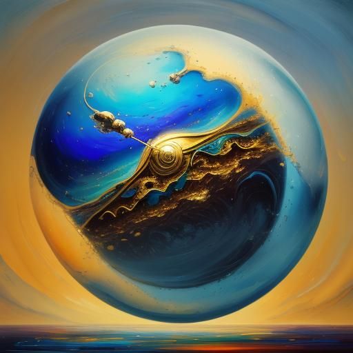 Surreal Landscape with Melting Forms in Warm, Golden Light