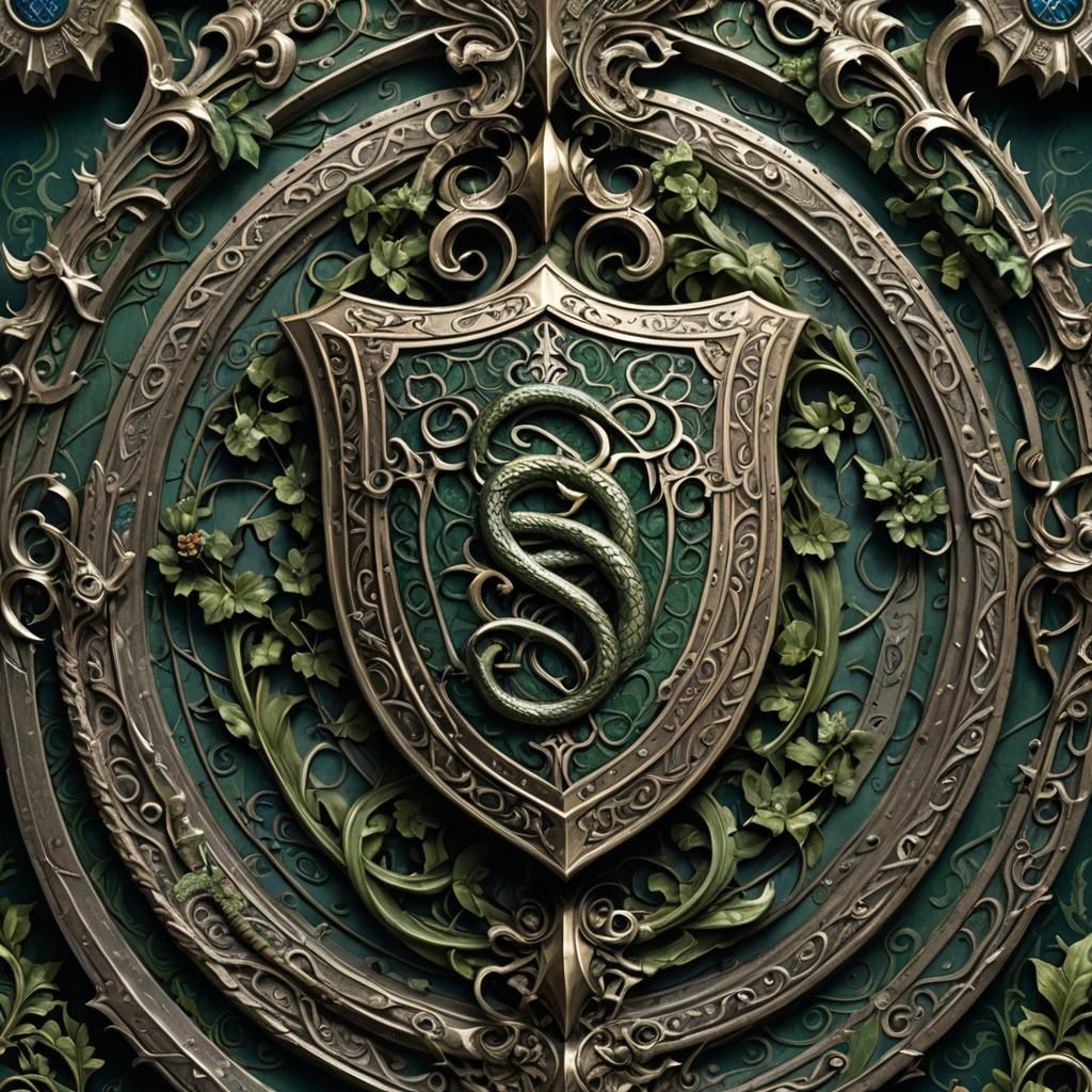 Regal Gothic Shield with Serpent Crest