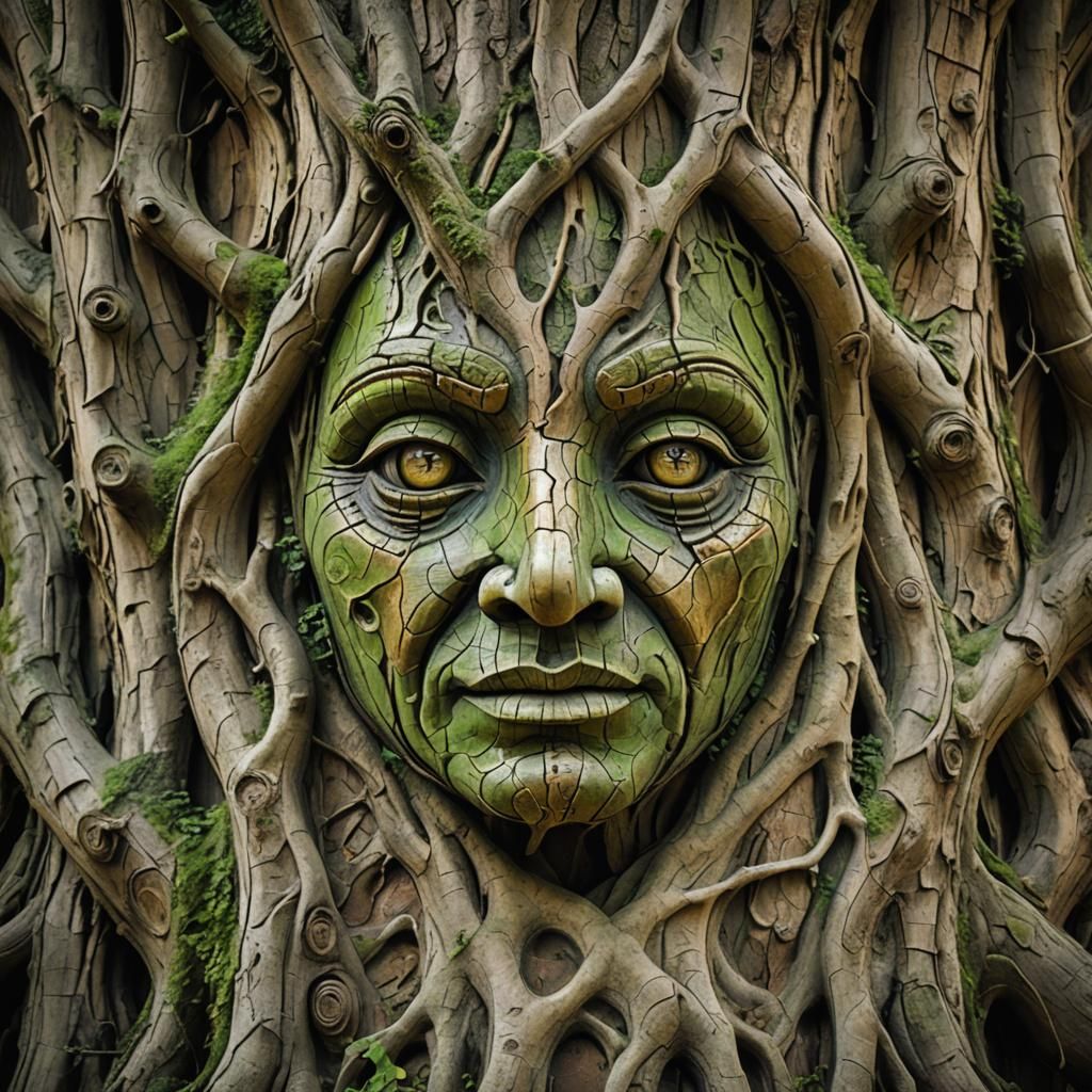 Enigmatic Tree of Wisdom in a Vibrant Forest