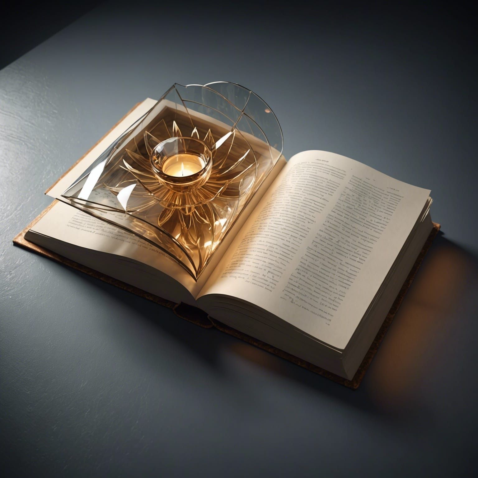 Glass Book Shines Radiantly in Ethereal Light