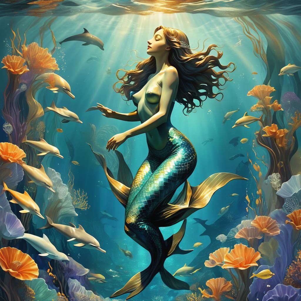 Mystical Mermaid Amidst Oceanic Splendor