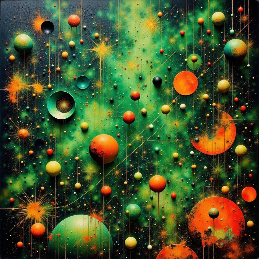 Cosmic Eternity Collage with Glitch and Wax Textures