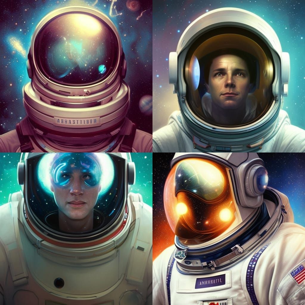 Astronaut with Celestial Vistas in His Visor