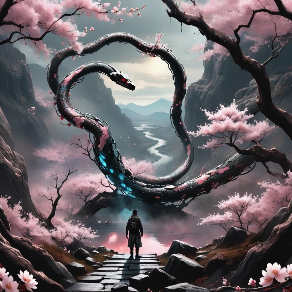 A Lone Figure Stares into the Abyss in Vibrant, Cinematic Di...