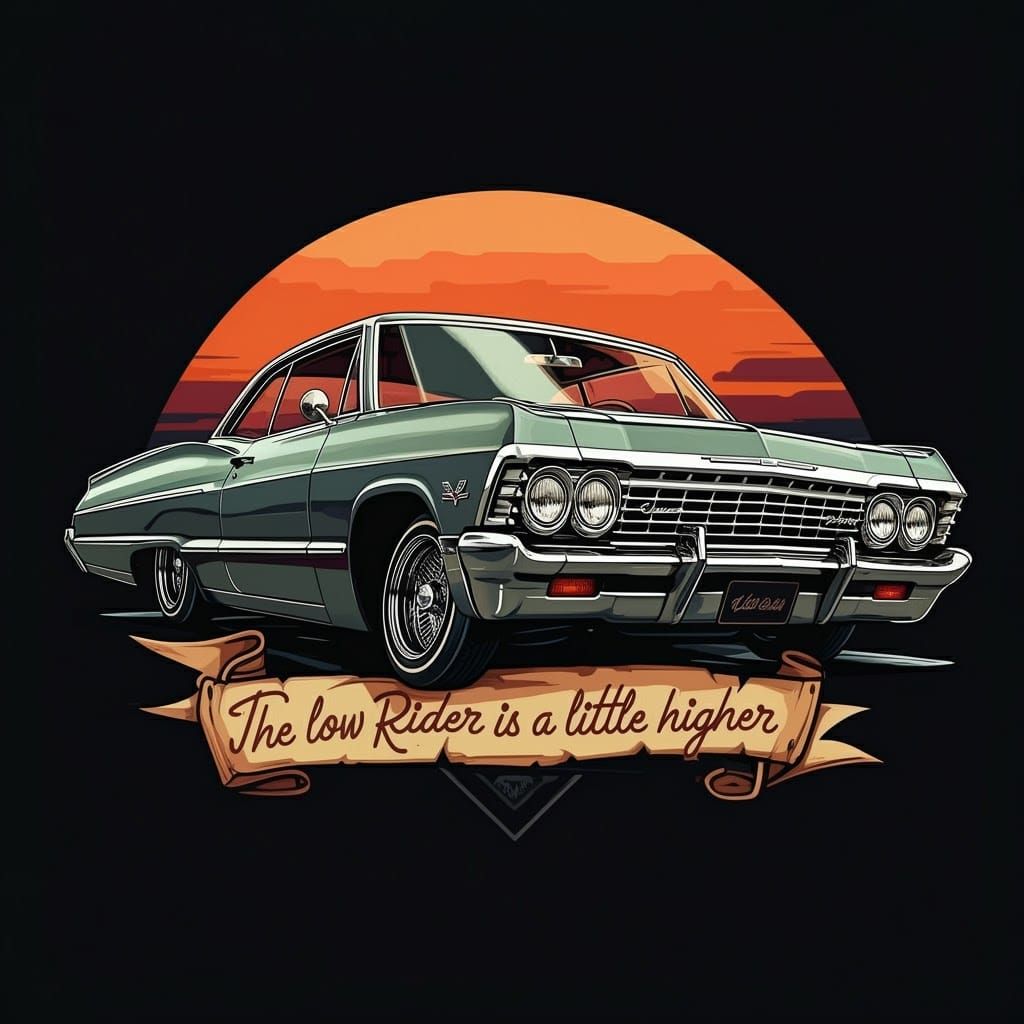 Lowrider Chevrolet in Sunset Urban Landscape