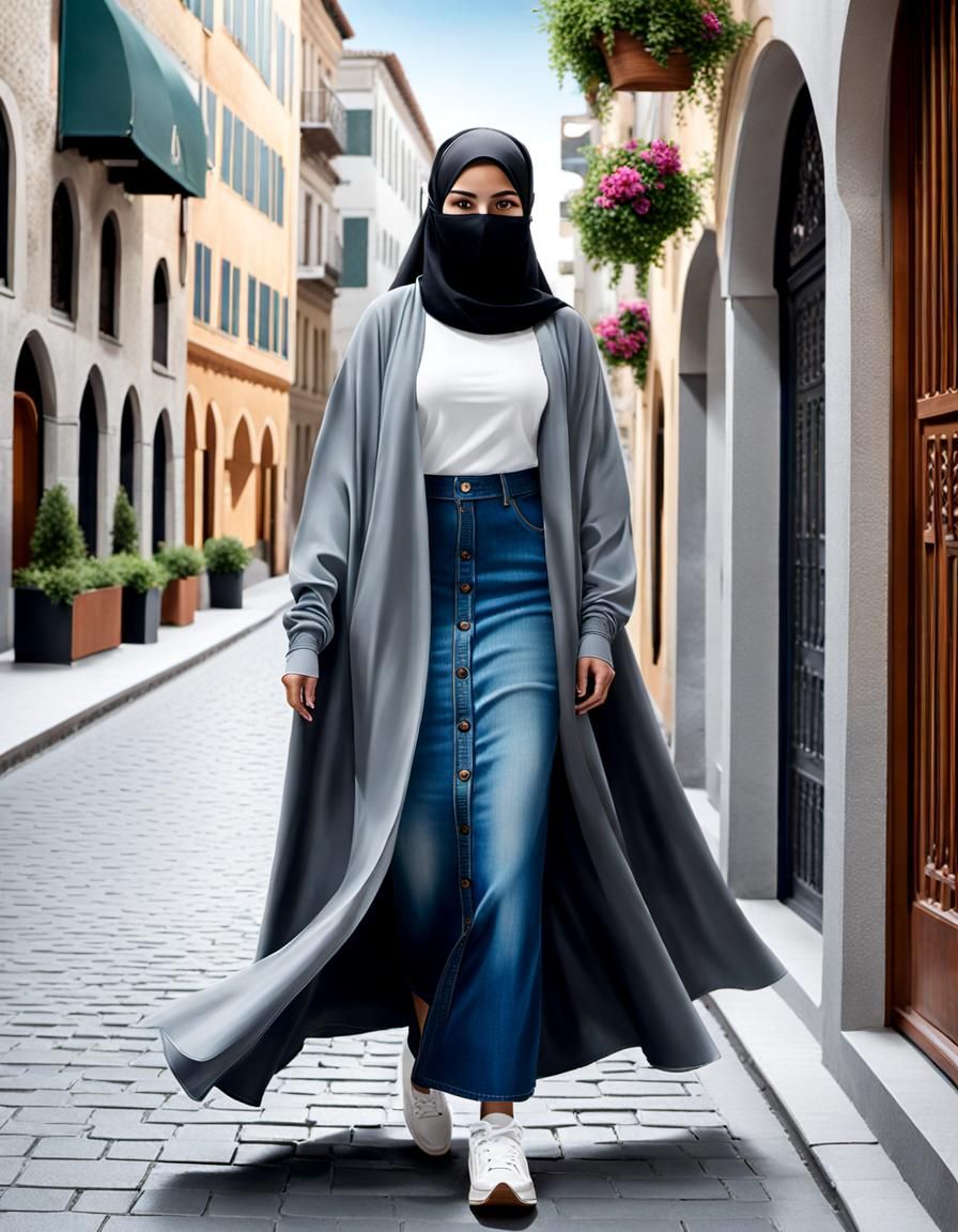 Hypernatural Portrait of Niqabi Woman in City