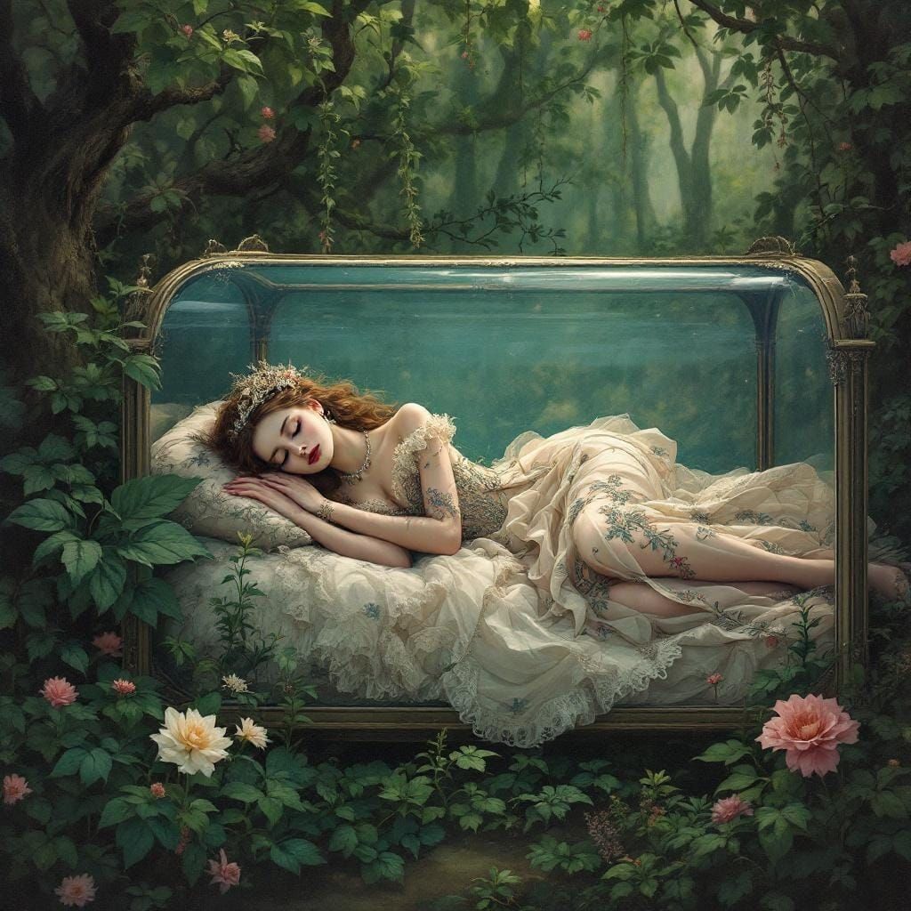 Gothic Sleeping Beauty in Enchanted Forest