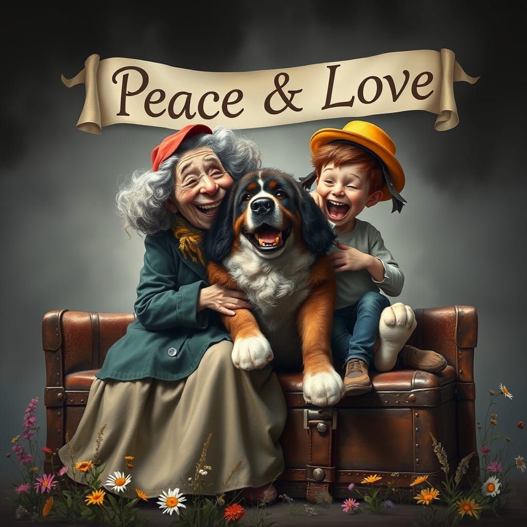 Whimsical Fantasy Lady and Boy in Peaceful Surroundings