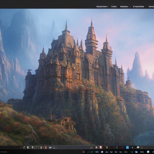 Ethereal Castle on Cloudy Horizon