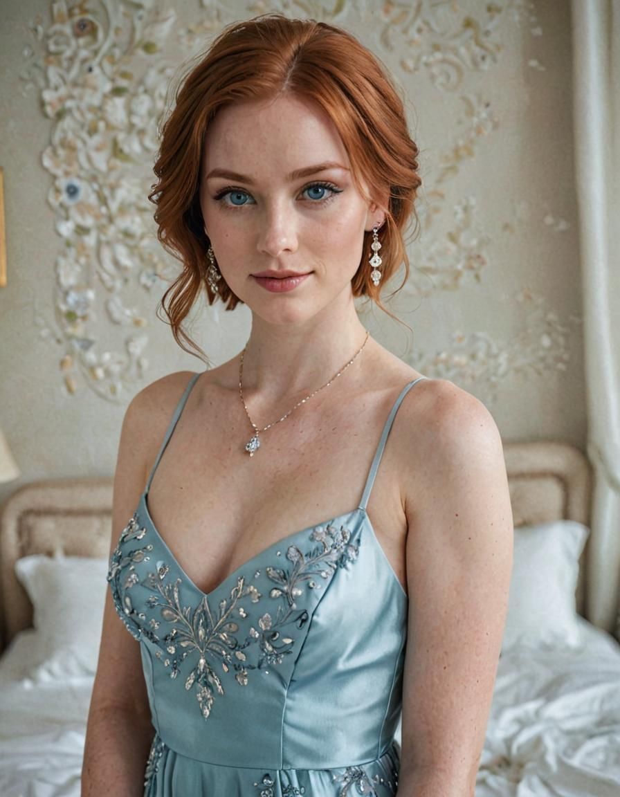 Vibrant Redhead Beauty in Lavender Dreamscape