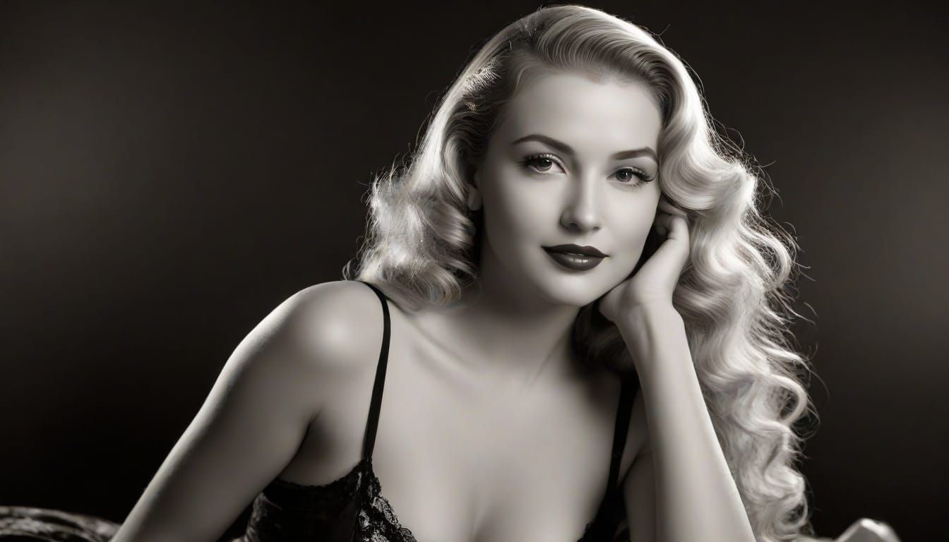 Hollywood Glamour Portrait in Monochrome Style