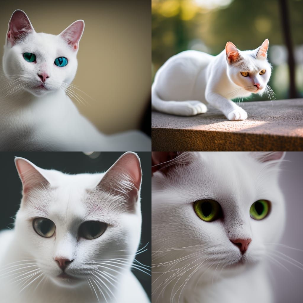 Elegant White Feline Captured in a Professional Studio Setti...