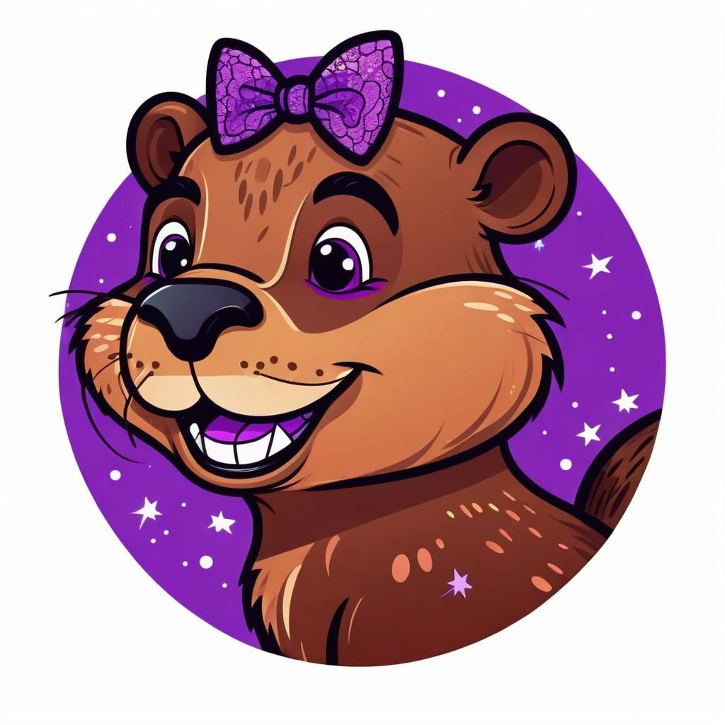 Sultry Cartoon Beaver Girl Shines in Psychedelic Hues