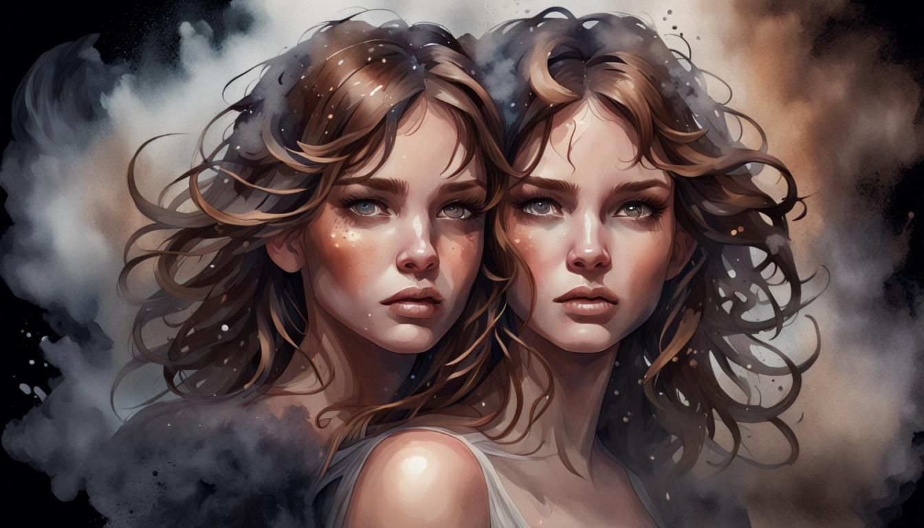 Whimsical Watercolor Portrait in Triadic Colors