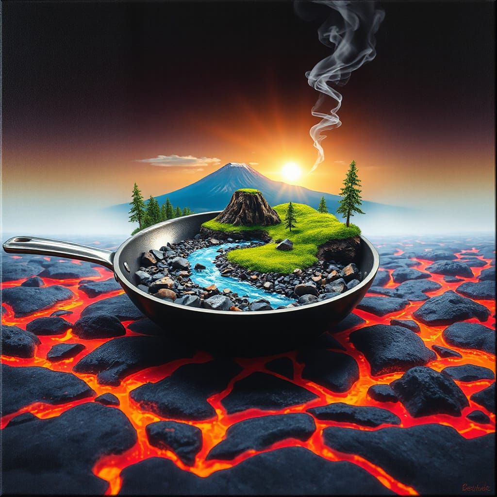 Volcano Beach in Frying Pan, Spray Paint Art