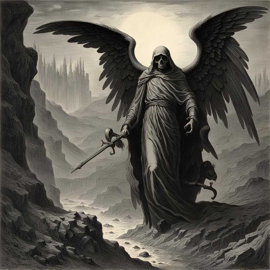 The Grim Reaper in a Dark, Gothic Landscape