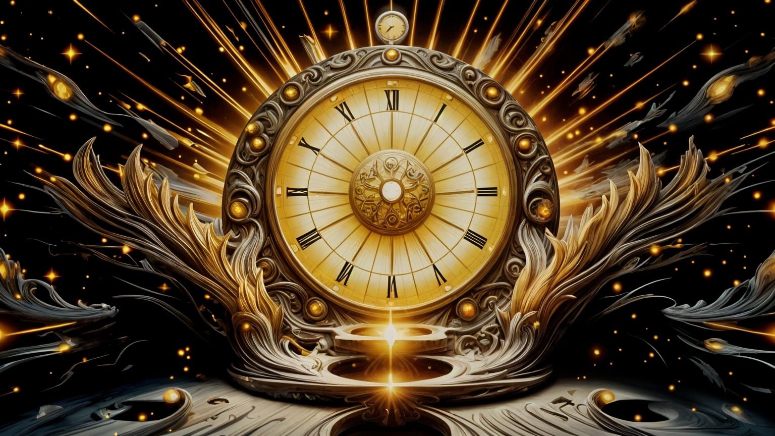 Enchanting Magical Clock with Fantasy Inscriptions