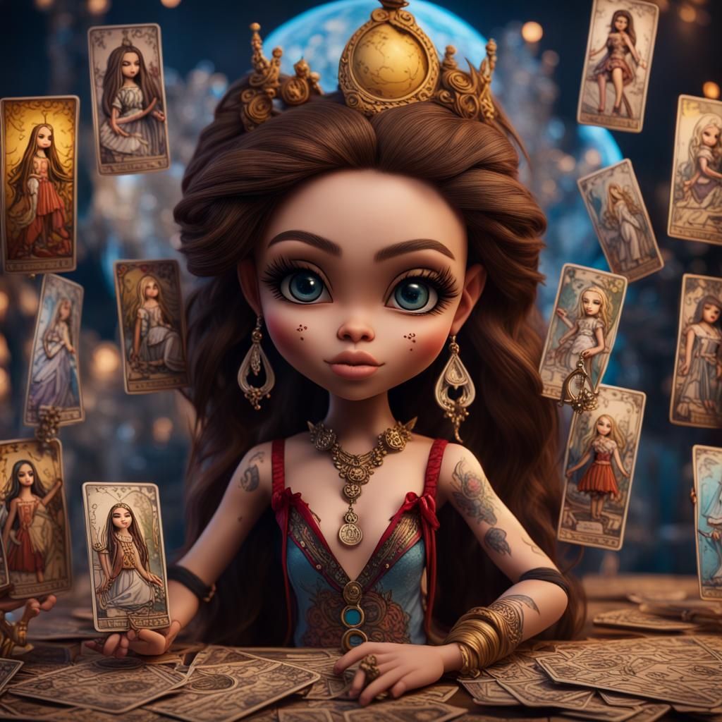 Hyperrealistic Bratz Dolls as The World in Tarot Cards
