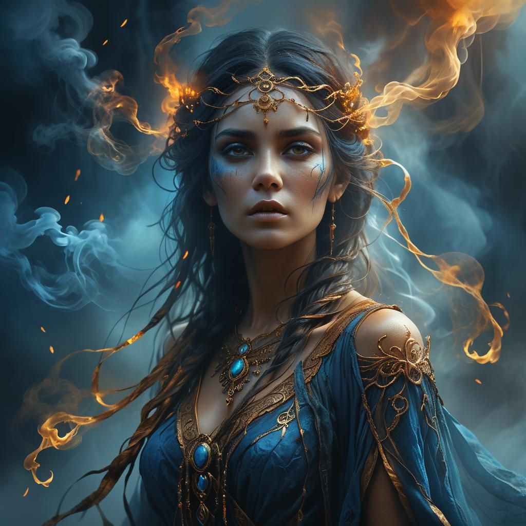 Magical Enchantress in Mystic Fog