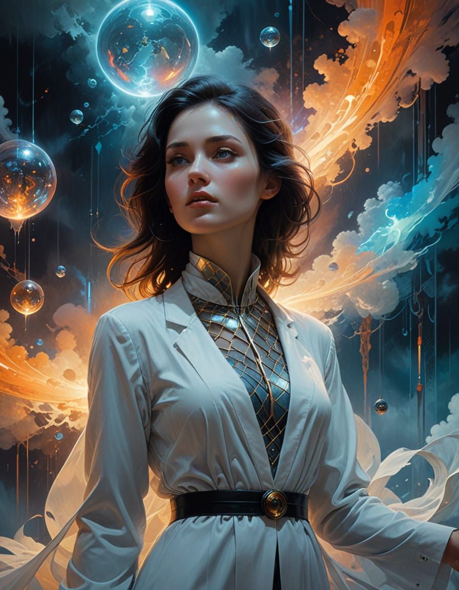 Ethereal Futuristic Visionary in Luminous Atmosphere