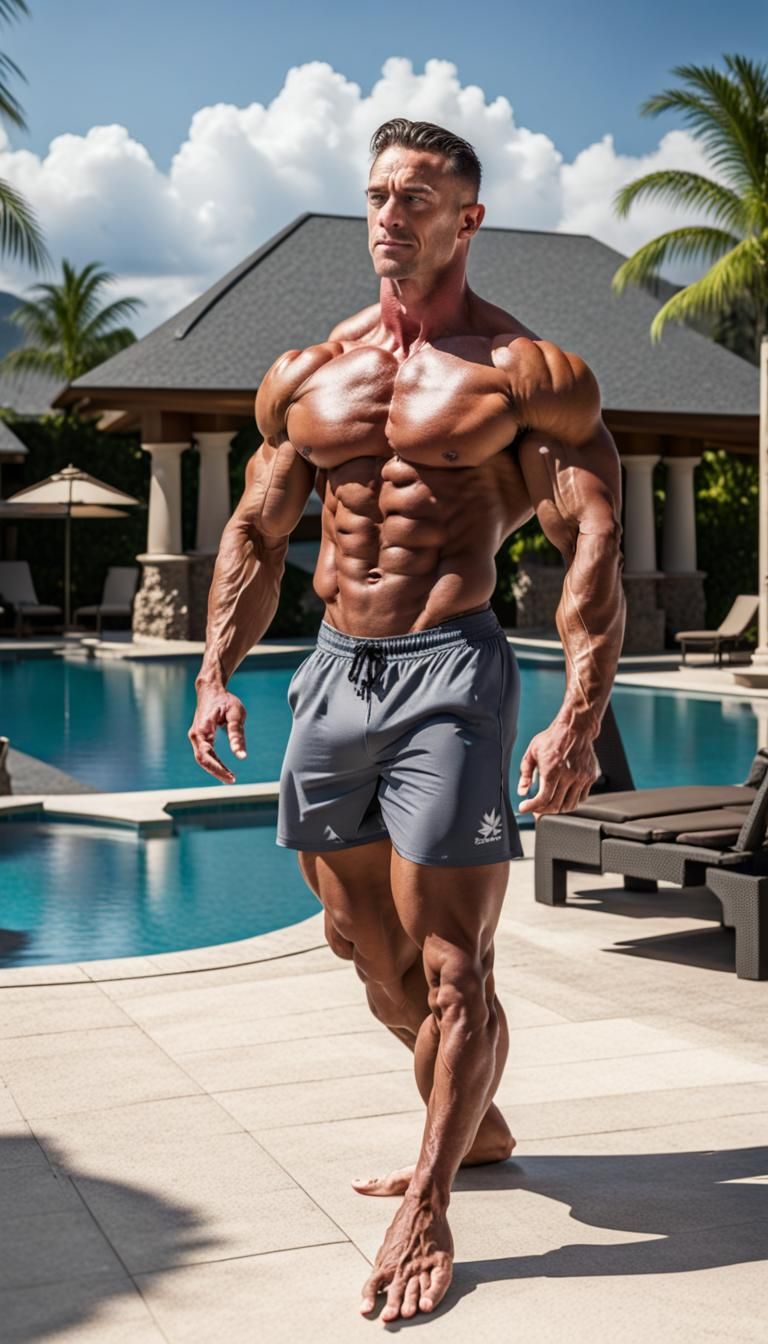 Vascular Canadian Bodybuilder Soaks Up Tropical Sun