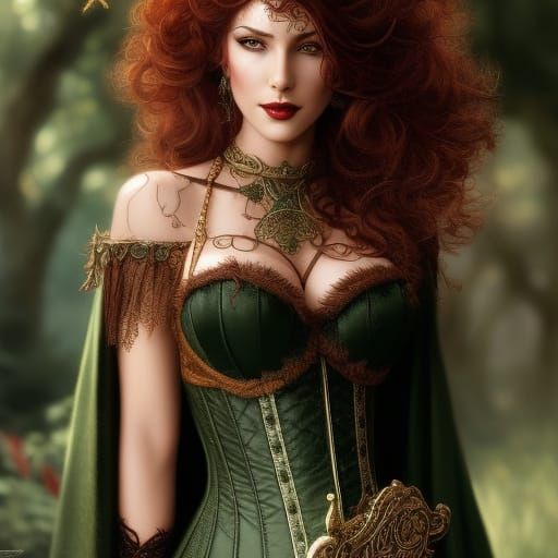 Red-Haired Hedge Witch Digital Art