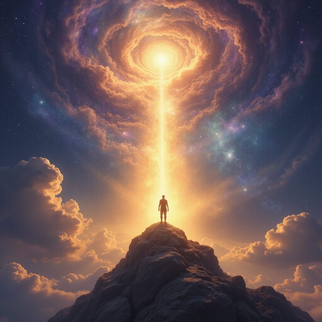 Divine Light Inspires Hope in Cosmic Dreamscape