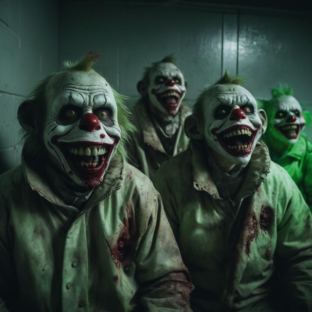 Mad Clown Horror in a Creepy Asylum Cell