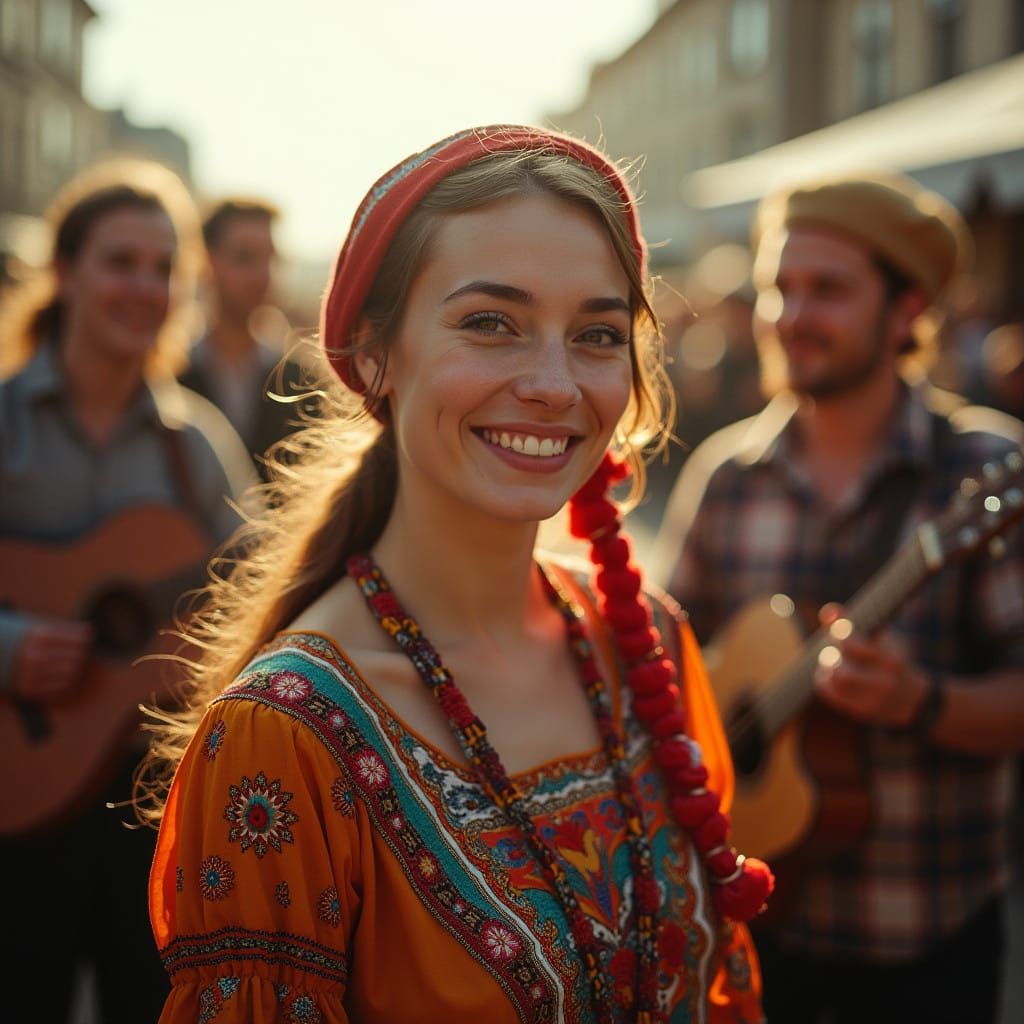 Russian Folk Musicians on a Sunny Day