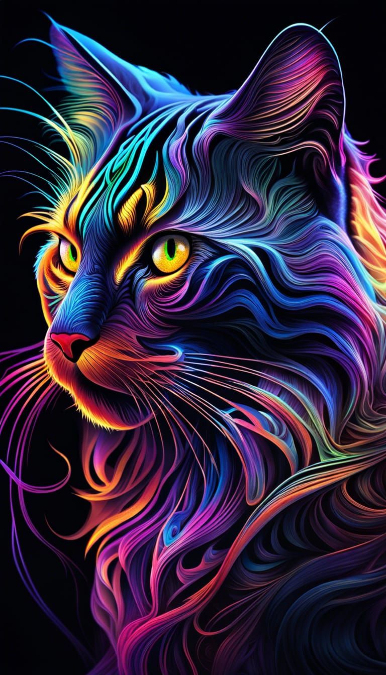 Whimsical Mandala Dreamscape with Norwegian Cat Silhouette