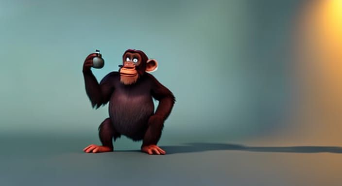 Chimpanzee Gamer in Vibrant, Cinematic 3D