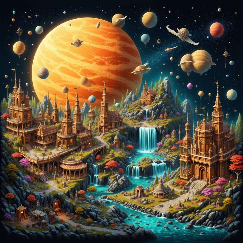 Isometric Houses on Venus Landscape