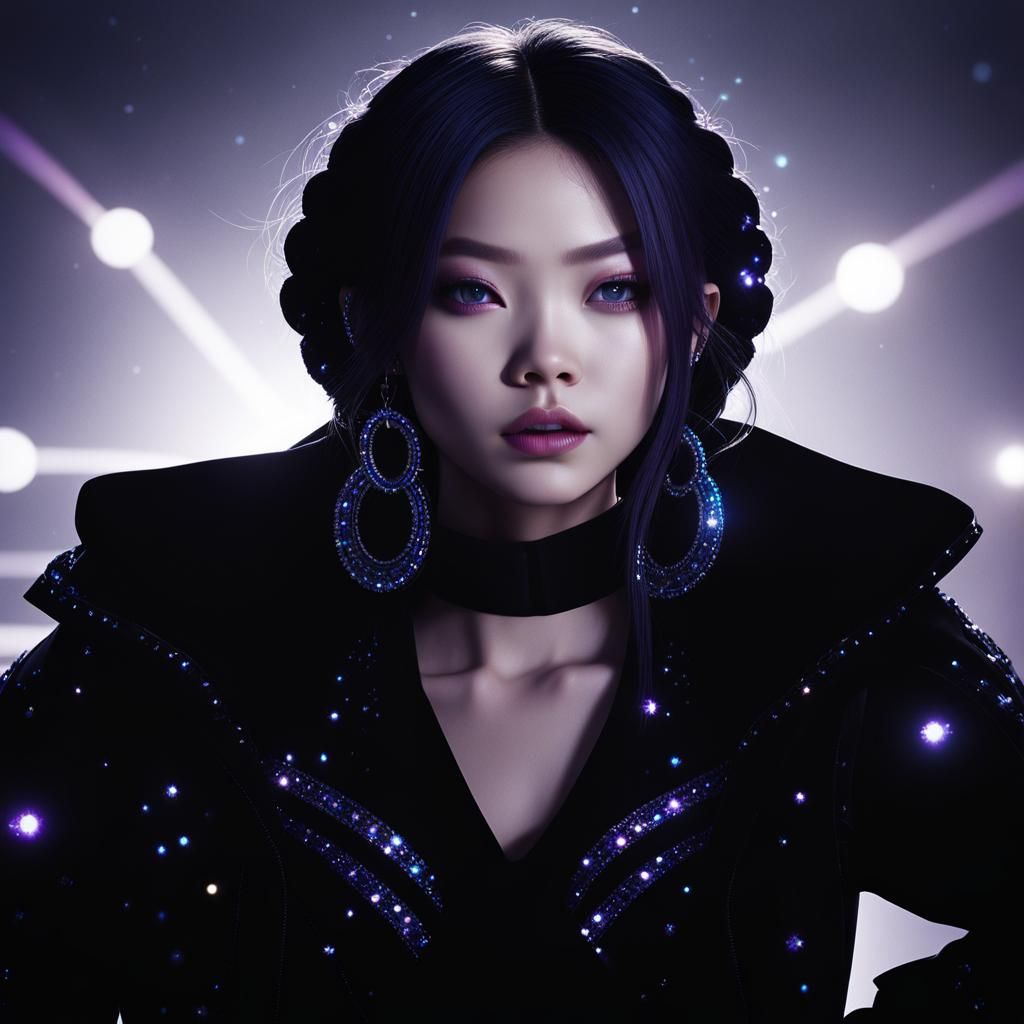 Jennie in Bold Black Attire with Sparkling Silver Accents