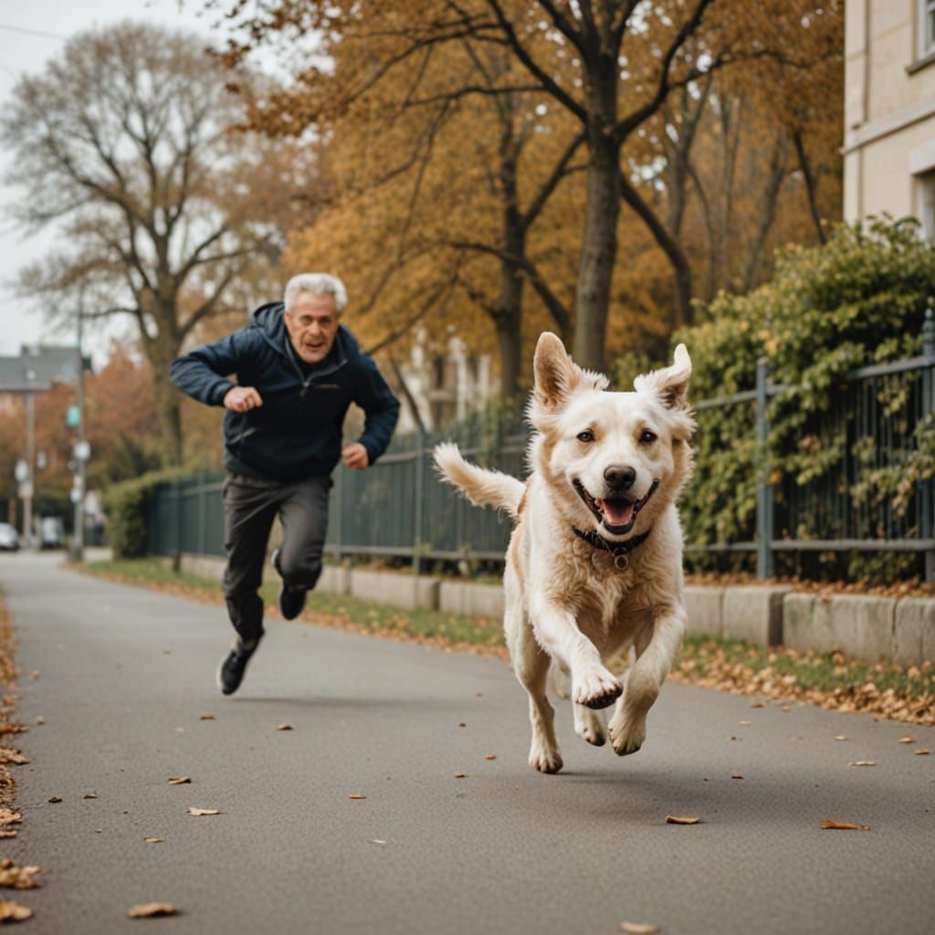 Man Chases Escaped Dog in a Hurried Sprint