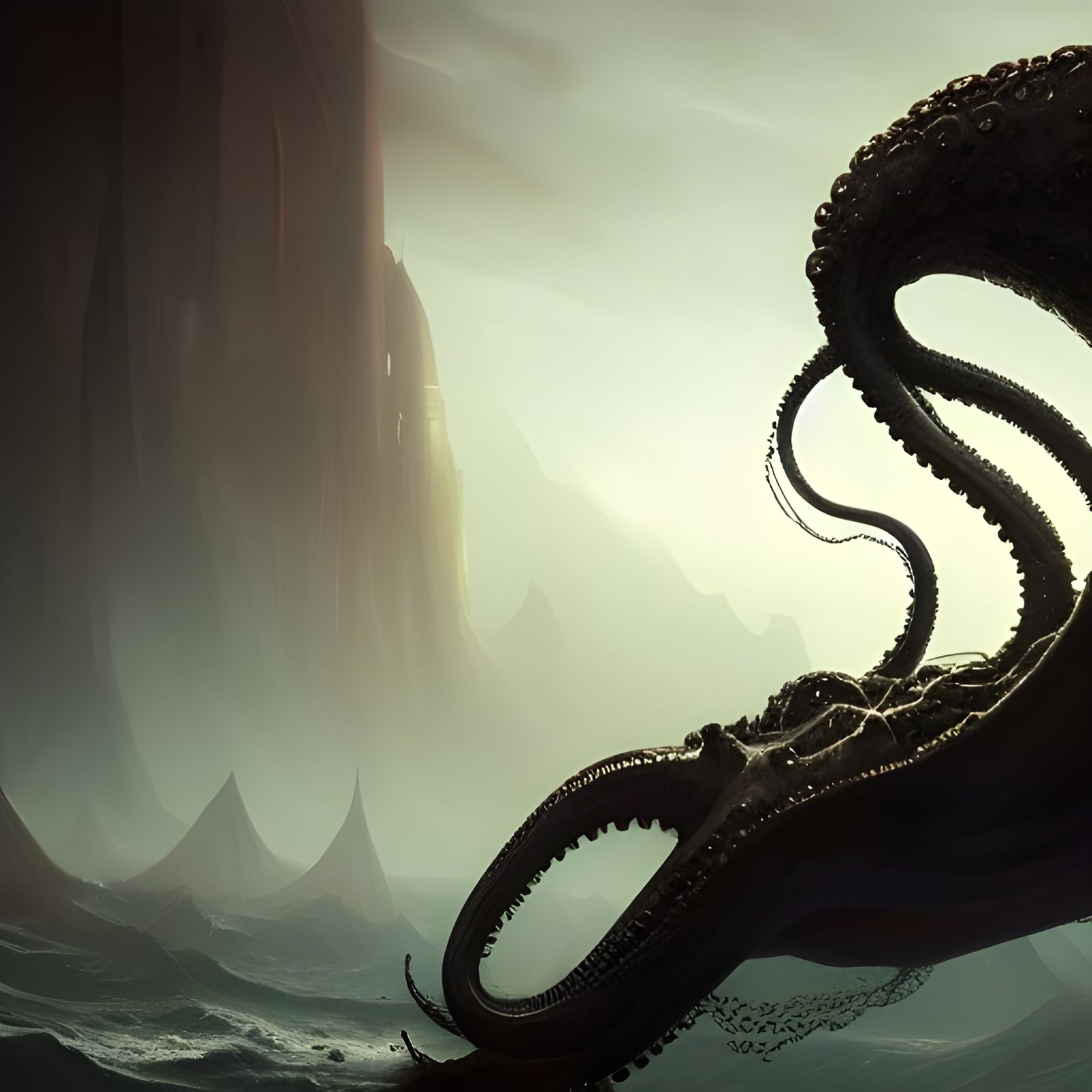 Ethereal Lake Behemoth in Dark Fantasy Art
