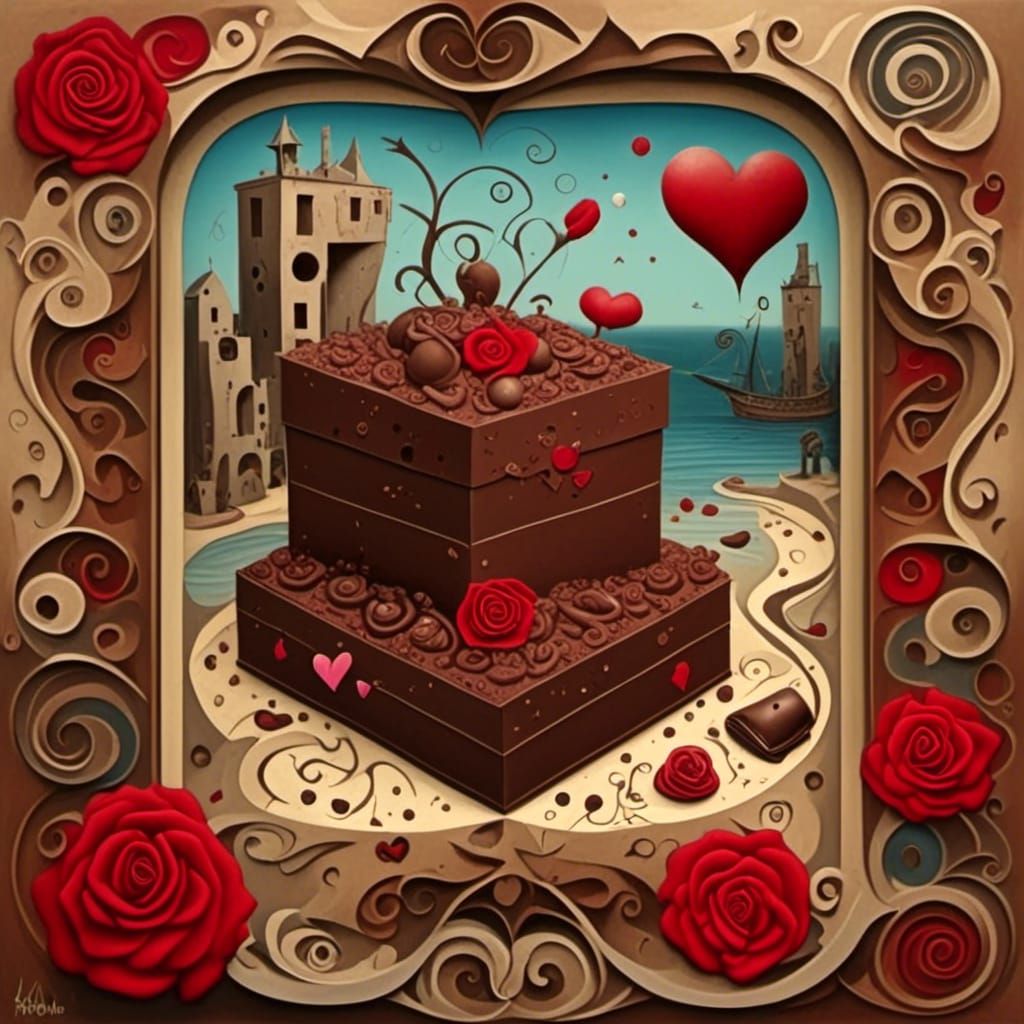 Surrealist Valentine's Day Chocolate Box in Pop Art Style