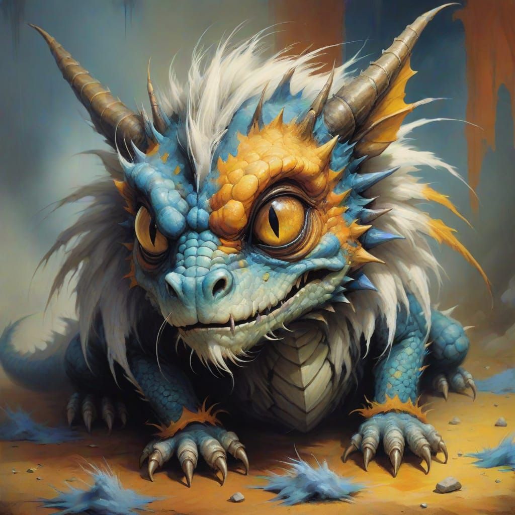 Hairy Insect Dragon in Dark Fantasy Style