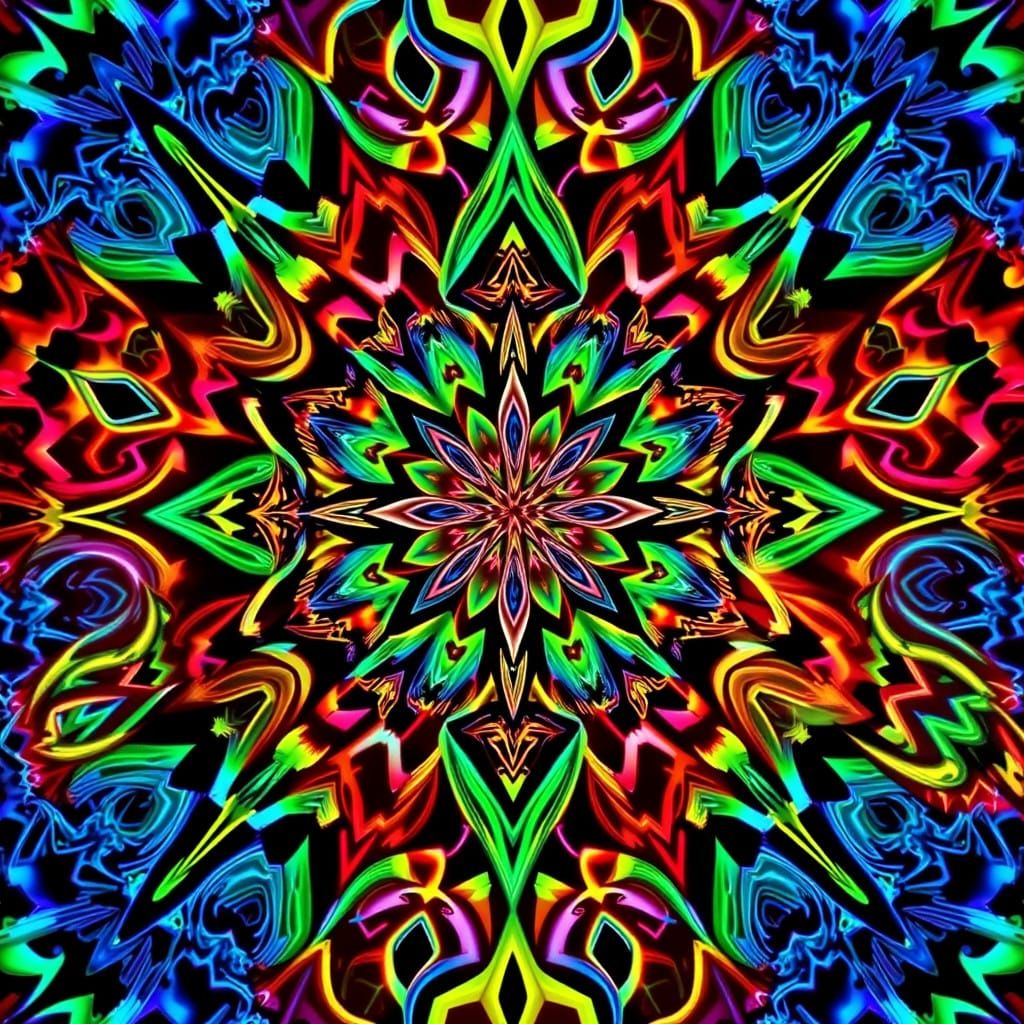 Intricate Geometric Patterns in Vibrant Colors - Hyperrealis...