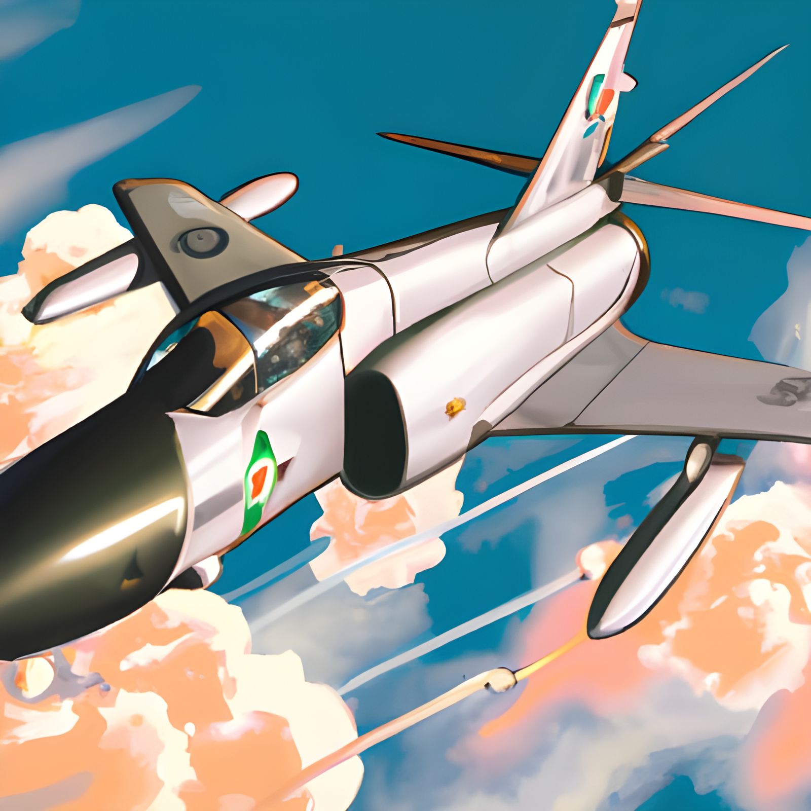 Fighter Jet Soars Through Clouds in Traditional Animation St...