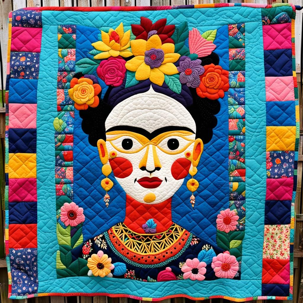 Frida Kahlo-Inspired Patchwork Quilt Masterpiece