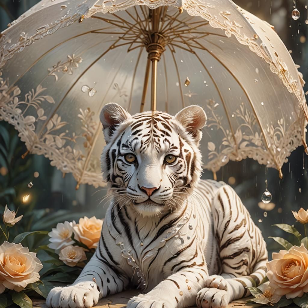 Elegant Fantasy White Tigress in a Royal Setting